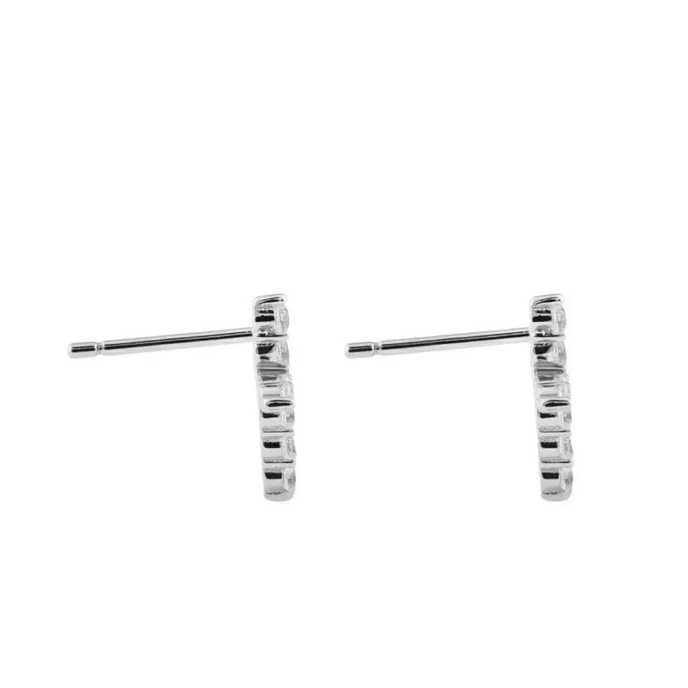 Dazzling Chic Solid Sterling Silver Cross CZ Stud Earrings New